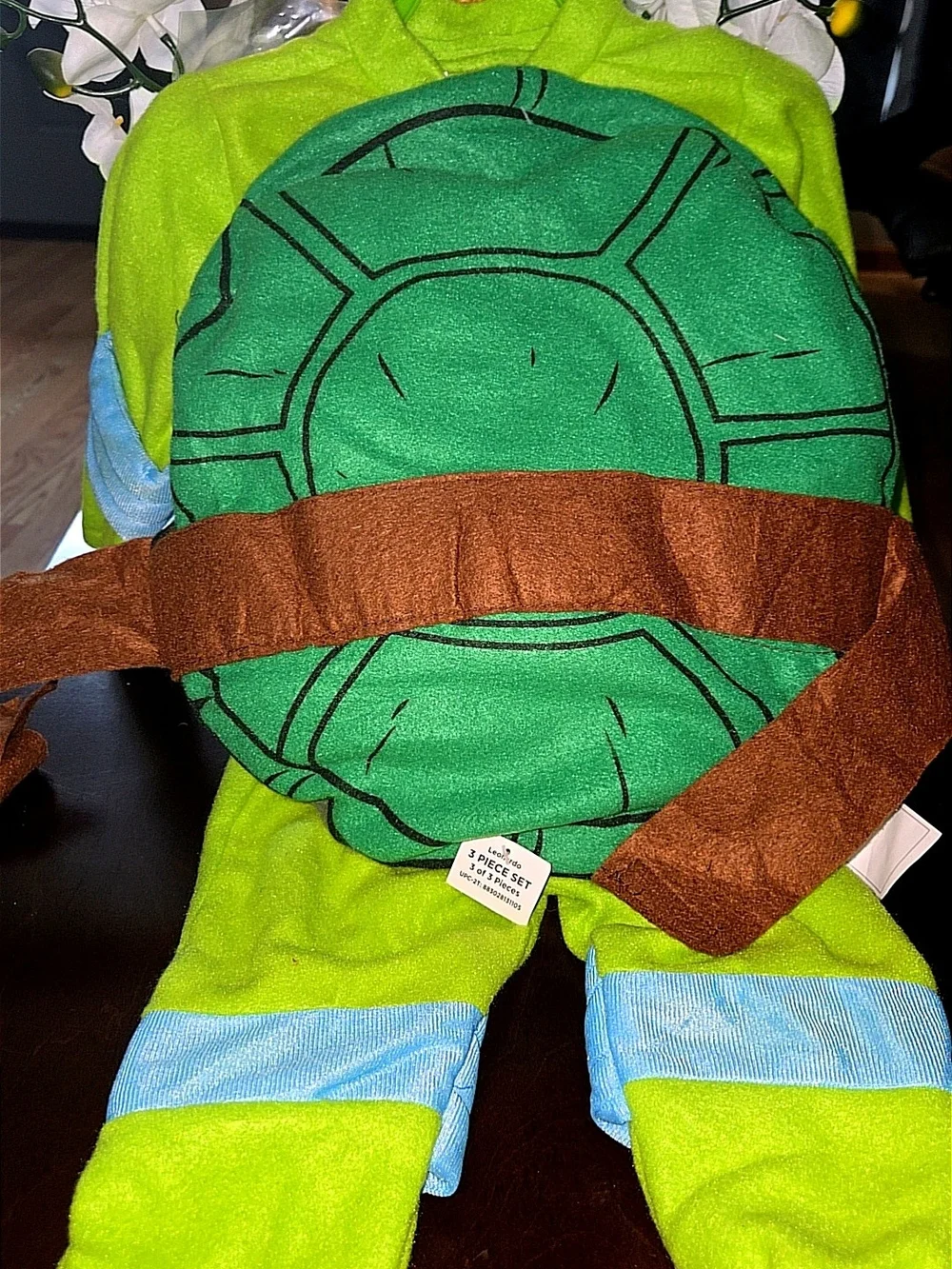 Others Follow Bright Green Turtle Ninja Costume with Blue Accents Sz 2T